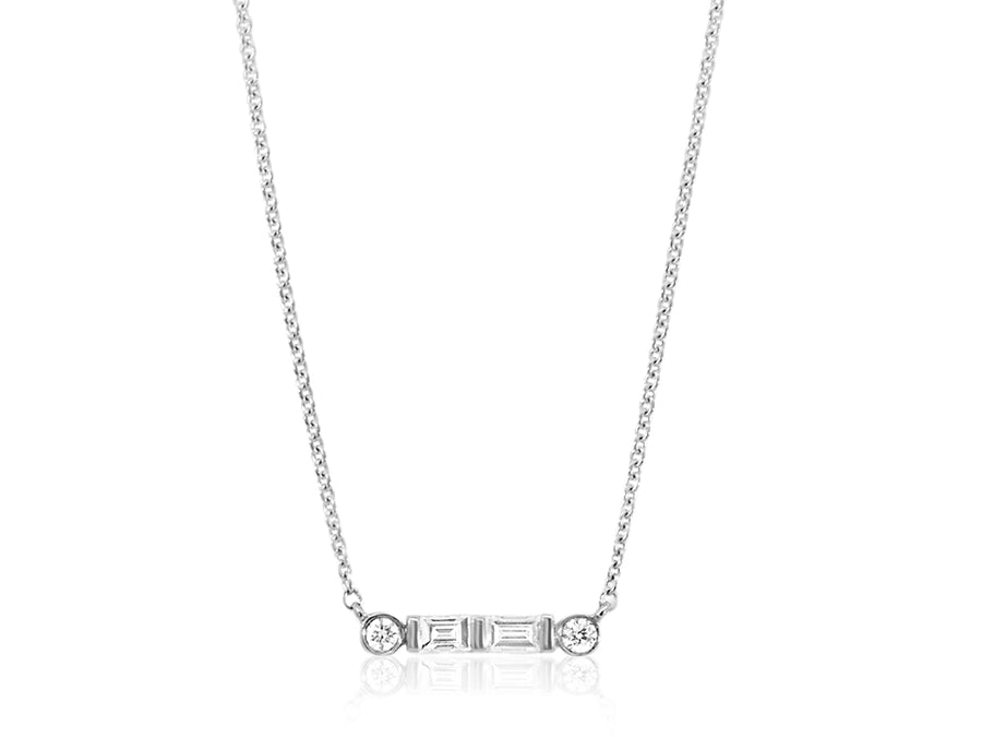 Mini Baguette Diamond Bar Necklace