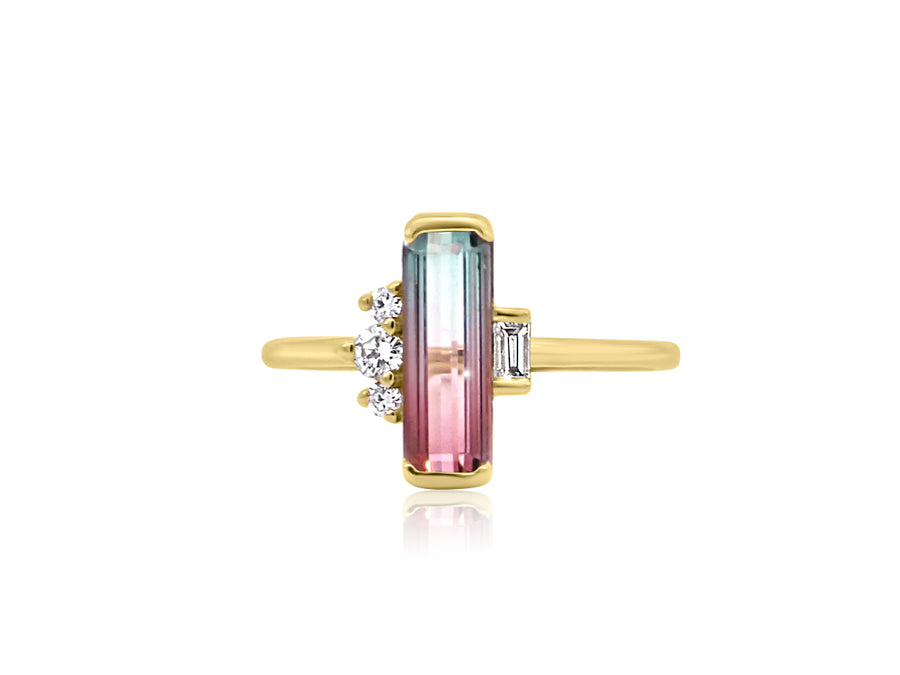 Bi-Color Tourmaline & Diamond Ring