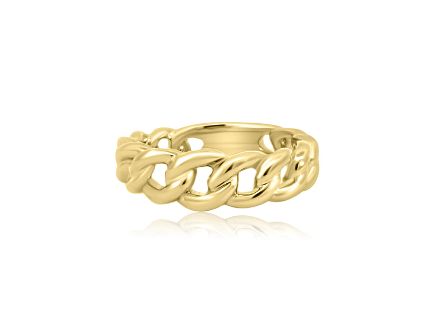 Cuban Link Yellow Gold Ring