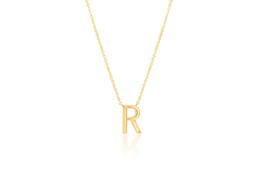 'R' Initial Yellow Gold Pendant
