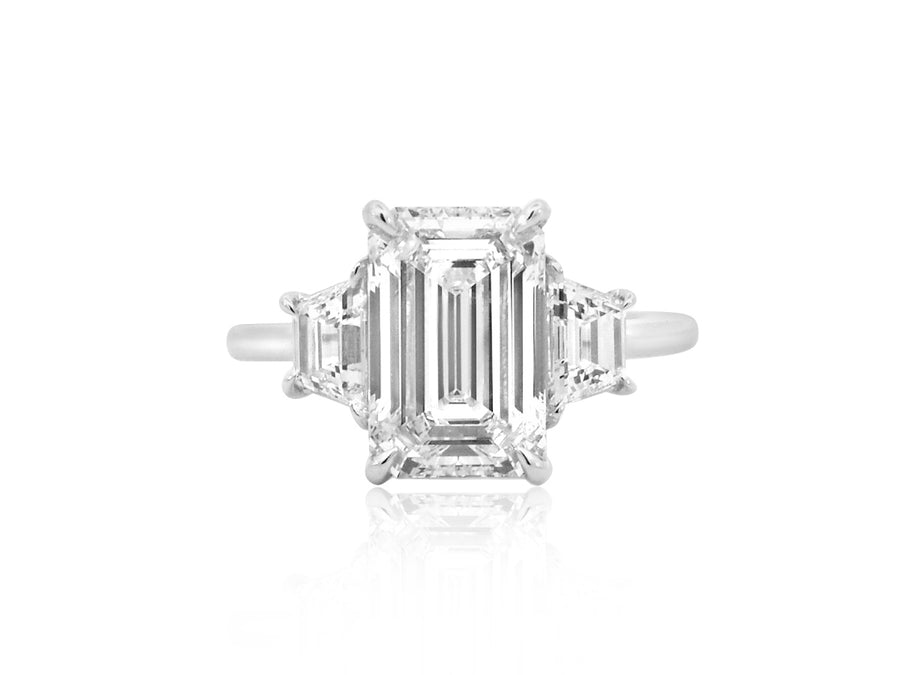 3.51ct Emerald Cut Lab DiamondTrinity Ring