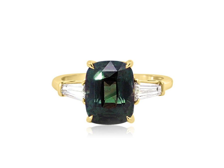 5.02ct Green Sapphire Trinity Ring