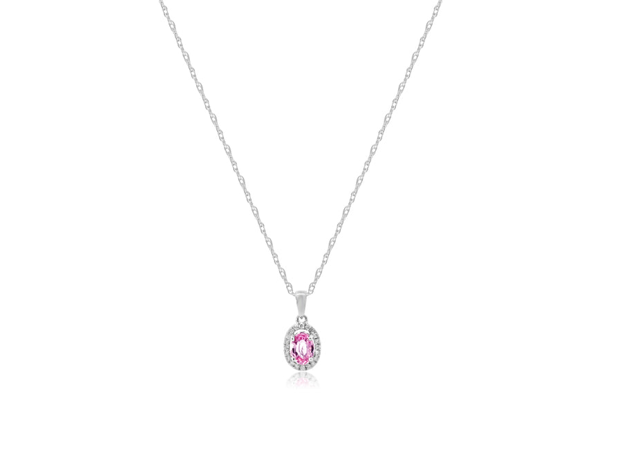 Pink Sapphire & Diamond Pave White Gold Pendant