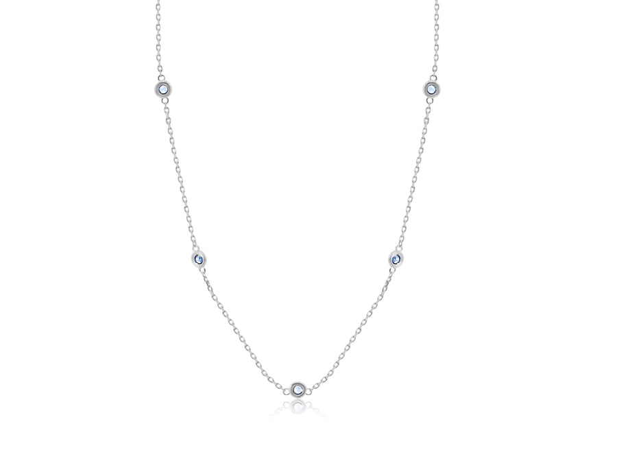 Sapphire Bezel White Gold Necklace
