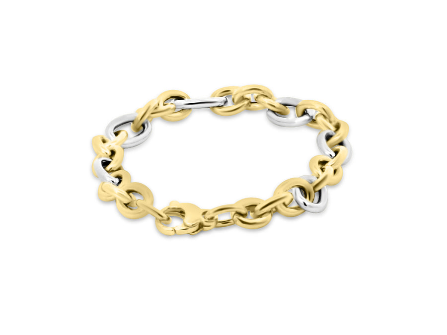 Oval Link Yellow & White Gold Bracelet