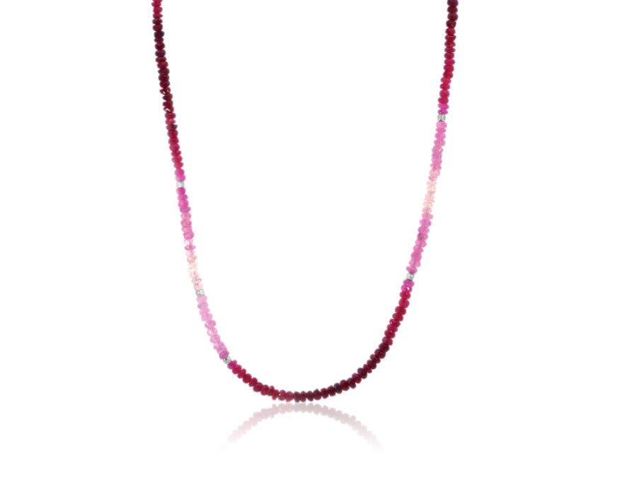 Pink Ombre Beaded Sapphire Necklace