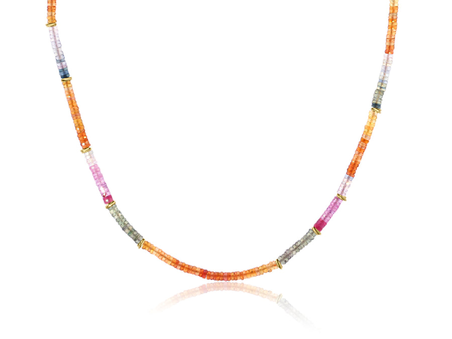 Rainbow Beaded Sapphire Necklace
