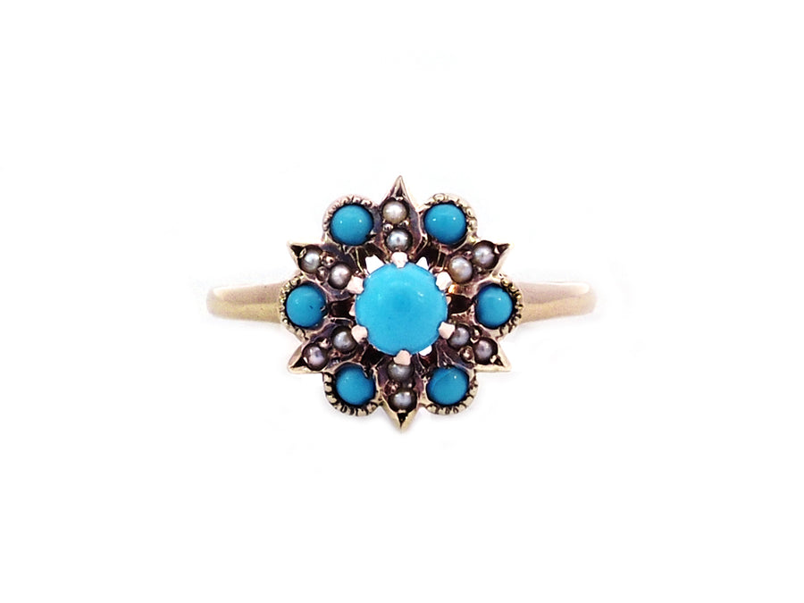 Vintage Turquoise & Seed Pearl Ring