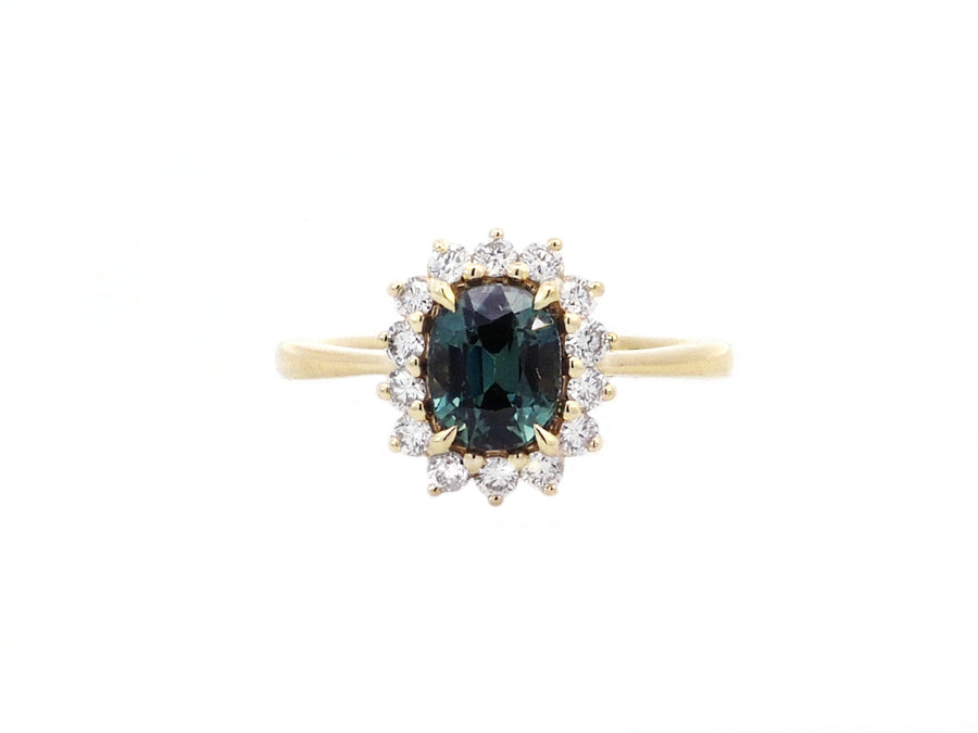 1.60cts Teal Sapphire Yellow Gold Ring