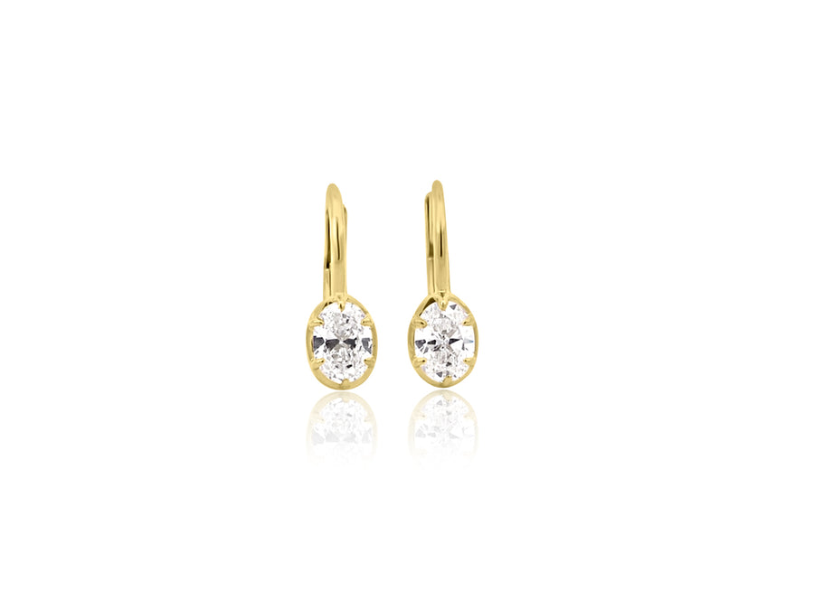 Oval Diamond Drop Earrings