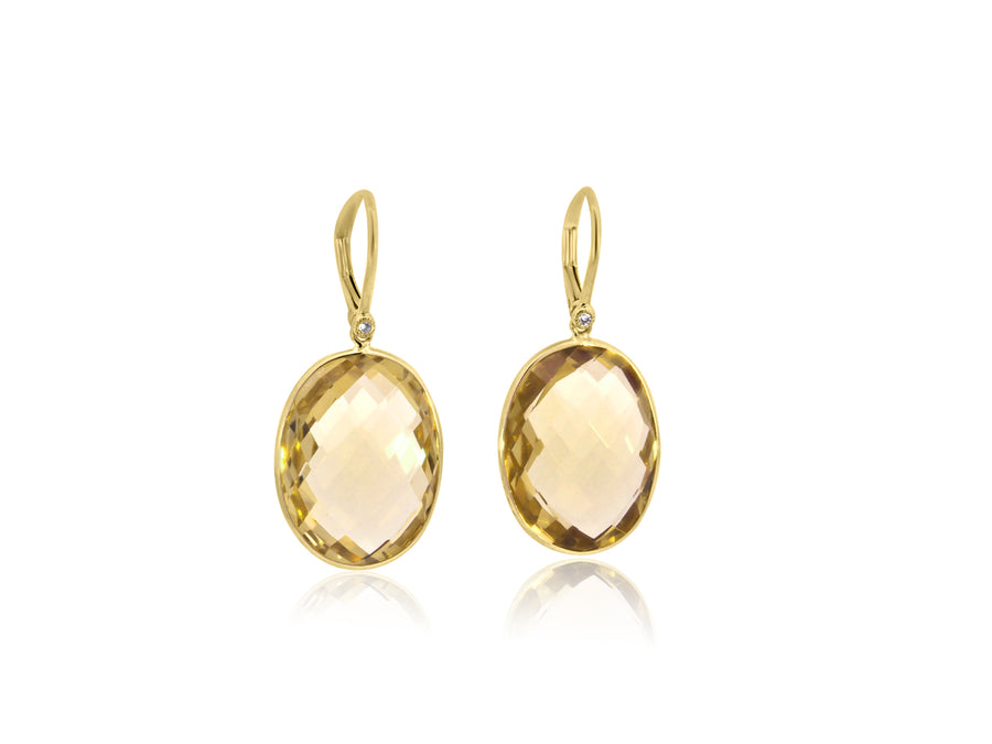 Oval Citrine Drop Earrings