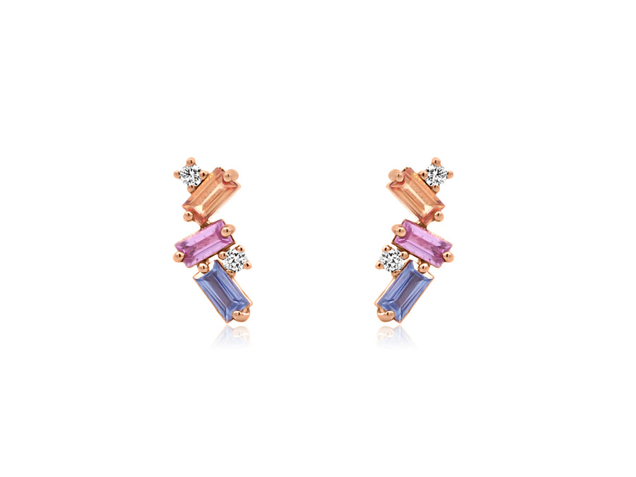 Rose Gold Sapphire & Diamond Earrings