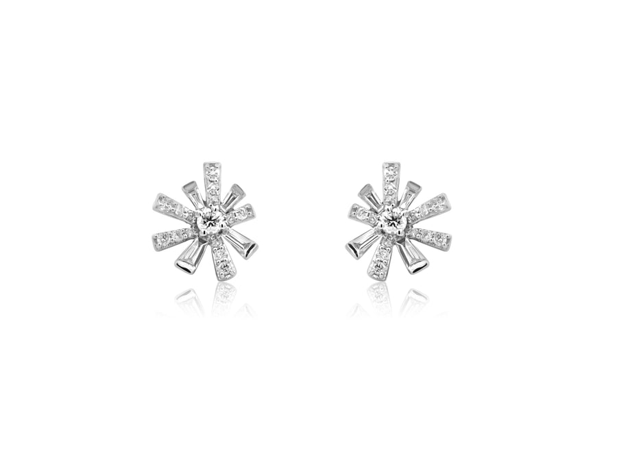 White Gold Diamond Starburst Earrings