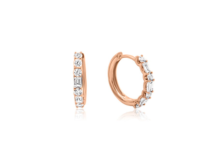 Rose Gold Diamond Hoop Earrings