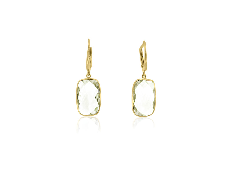 Green Amethyst Yellow Gold Earrings