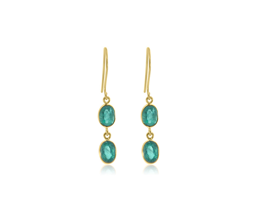 Emerald Yellow Gold Drop Earrings