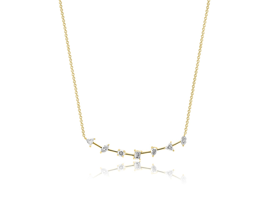 Mixed Diamond Curved Necklace