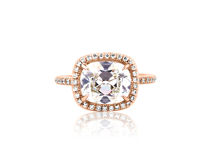 3.26ct JVVS2 Antique Cushion Lab Diamond Goddess Ring