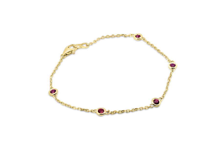 Ruby Bezel Yellow Gold Bracelet