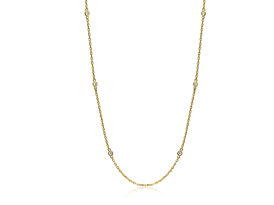 Diamond Bezel Yellow Gold Necklace