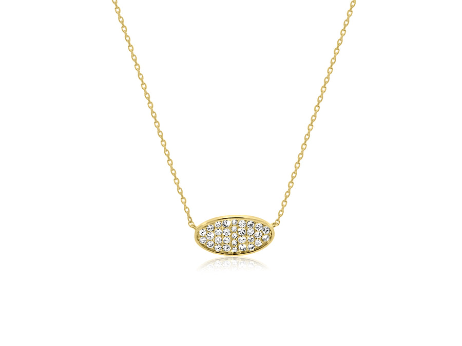 Oval Diamond Pave Yellow Gold Necklace