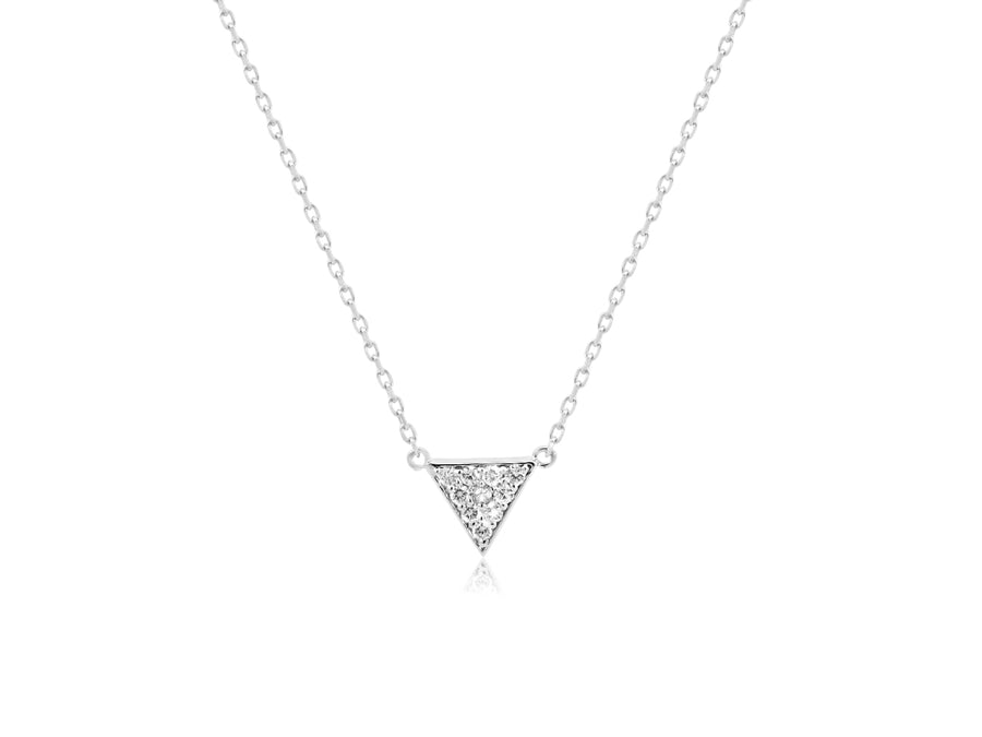 Triangle Diamond Pave White Gold Necklace