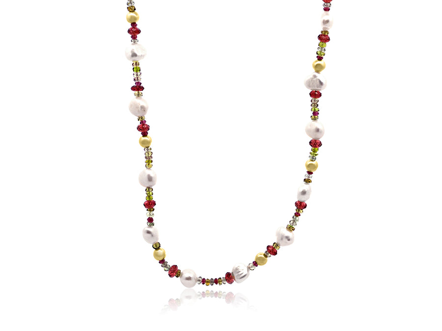 Pearl, Garnet & Tourmaline Necklace