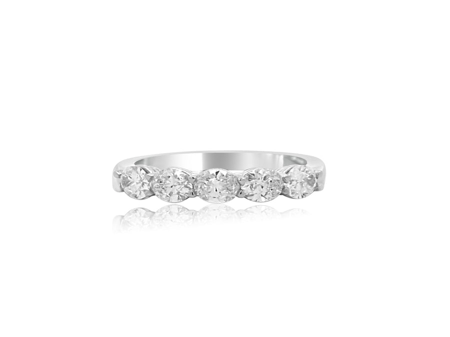 Large Oval Diamond Half Eternity Platinum Ring