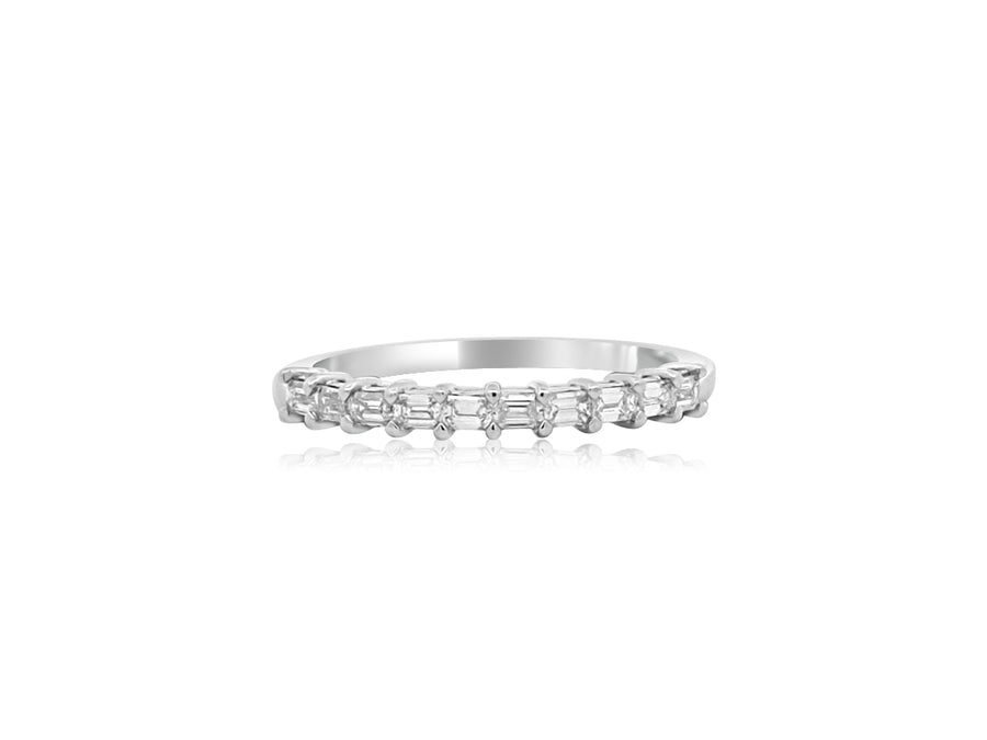 Small Emerald Cut Diamond Half Eternity Plat Ring