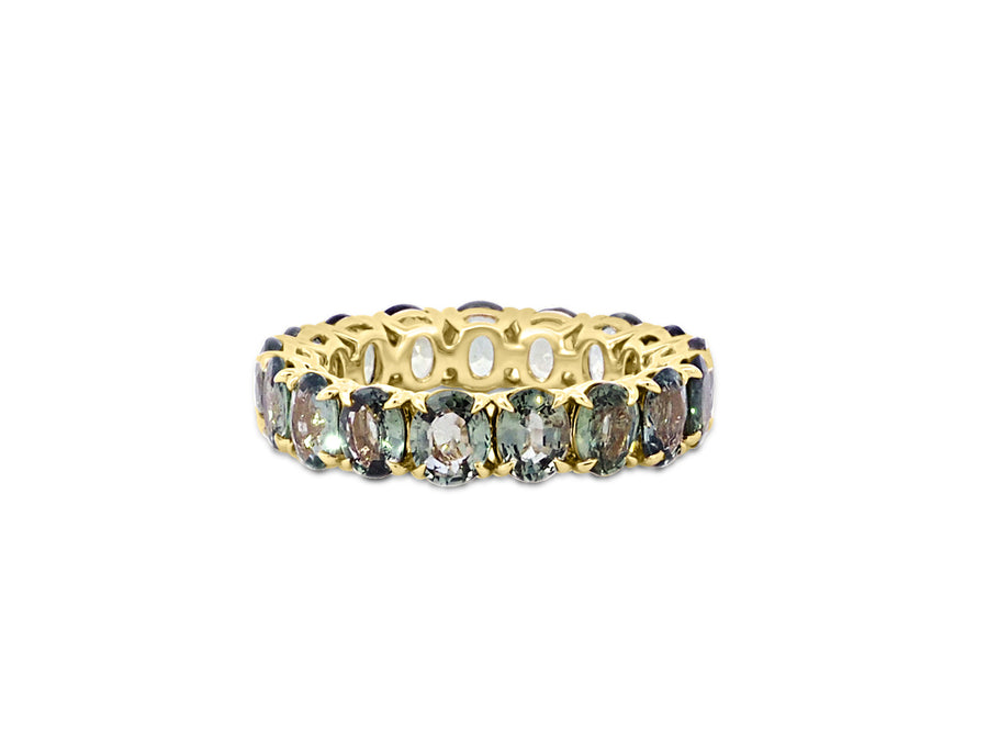 Fancy Green Sapphire Eternity Band