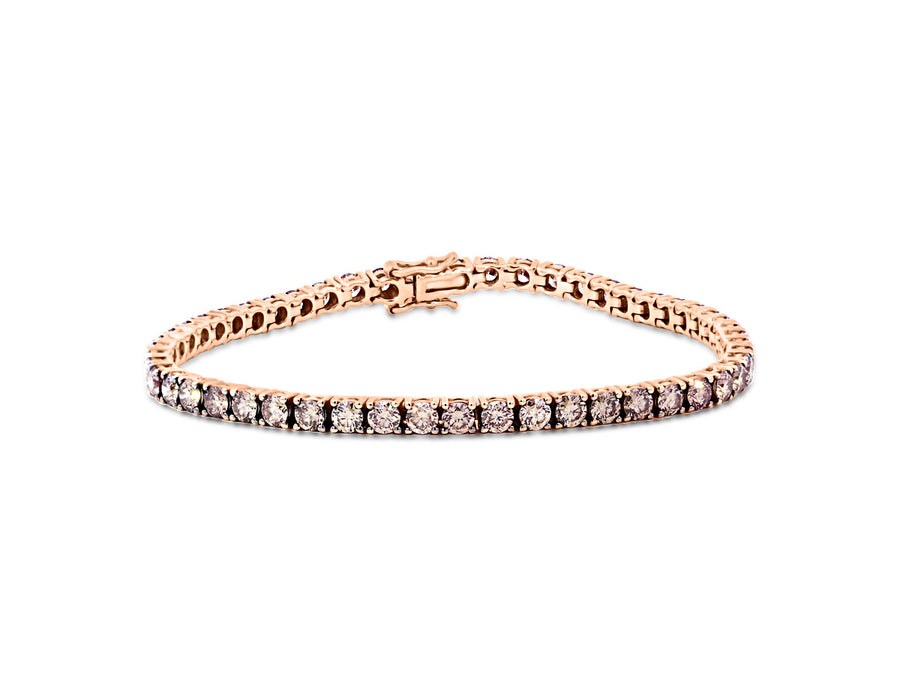 Champagne Diamond Rose Gold Tennis Bracelet