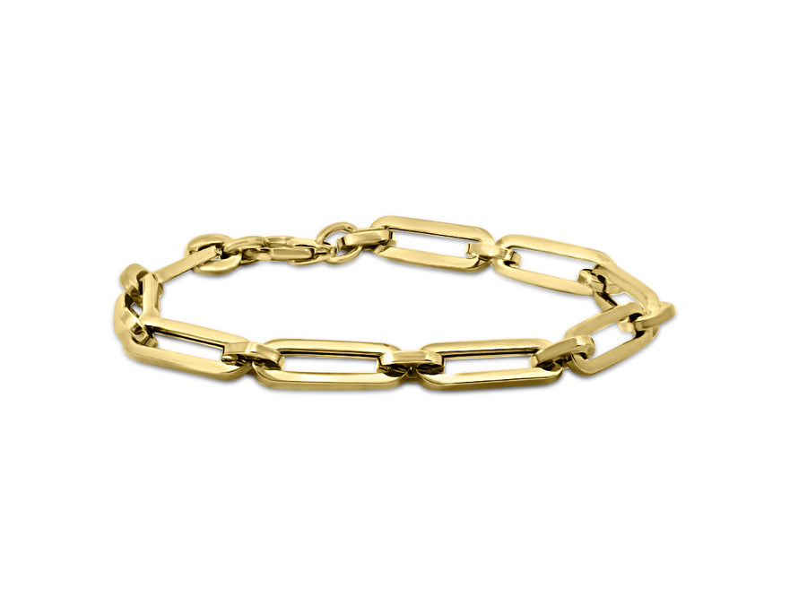 Large Paperclip Yellow Gold Bracelet