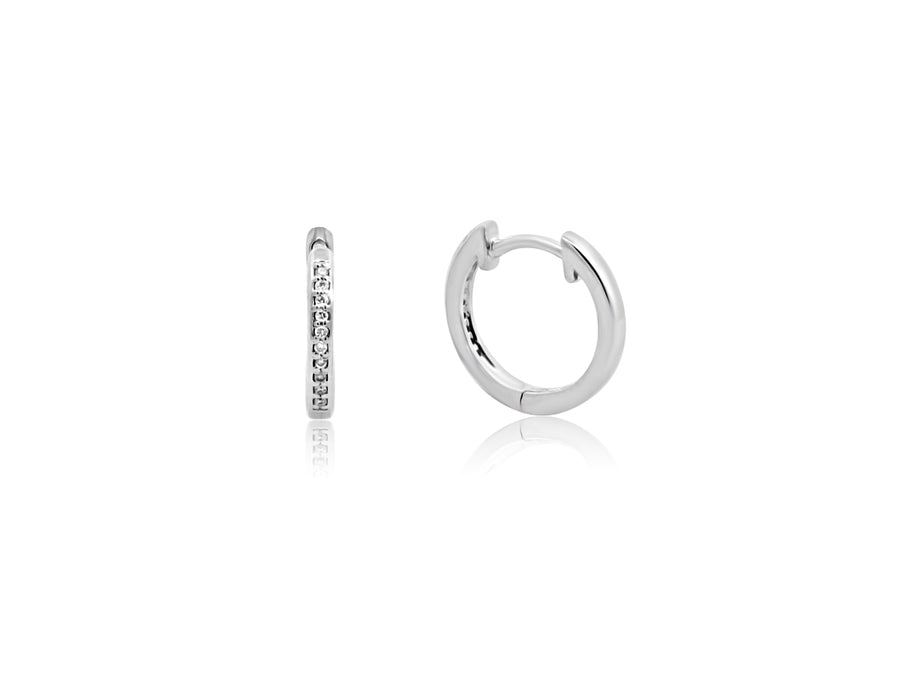 Pave Diamond White Gold Hoops