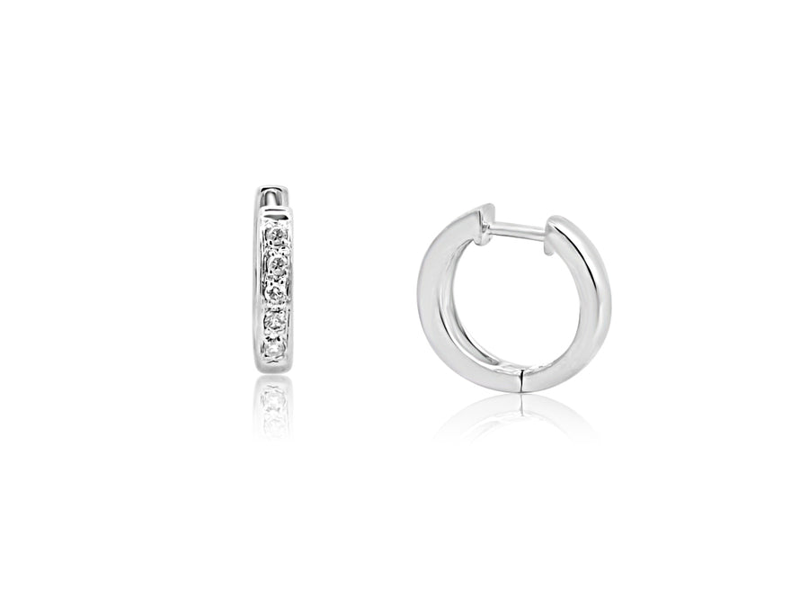 Pave Diamond White Gold Hoops