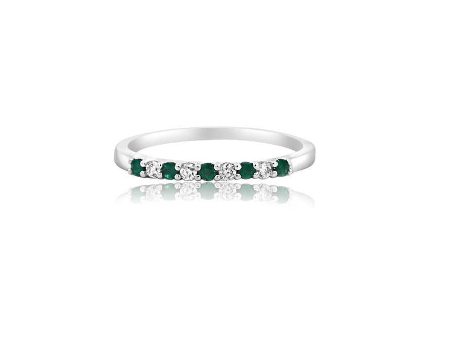 Emerald & Diamond White Gold Ring