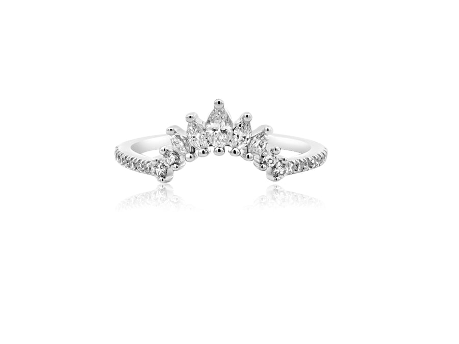 Marquise Curved White Gold Ring