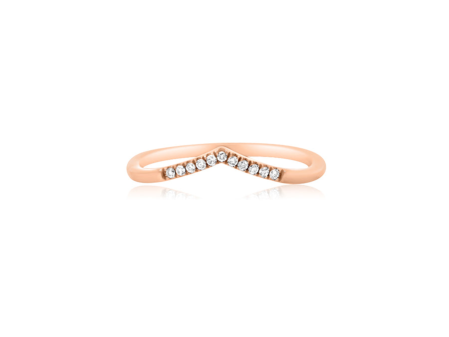 Pave Diamond 'V' Rose Gold Ring