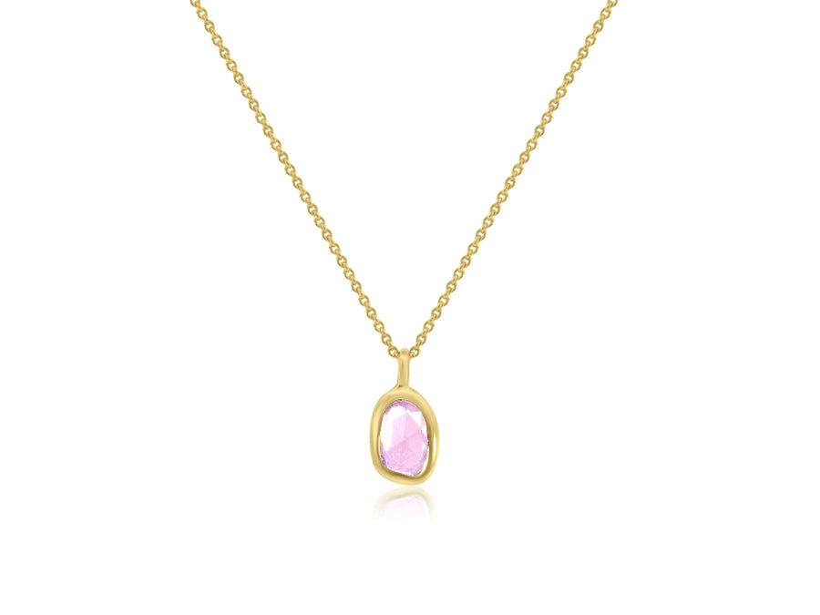 Light Pink Sapphire Rose Cut Yellow Gold Pendant