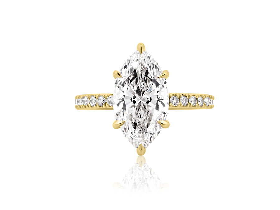 3.08ct HVS1 Marquise Lab Diamond Aura Ring w/Pave