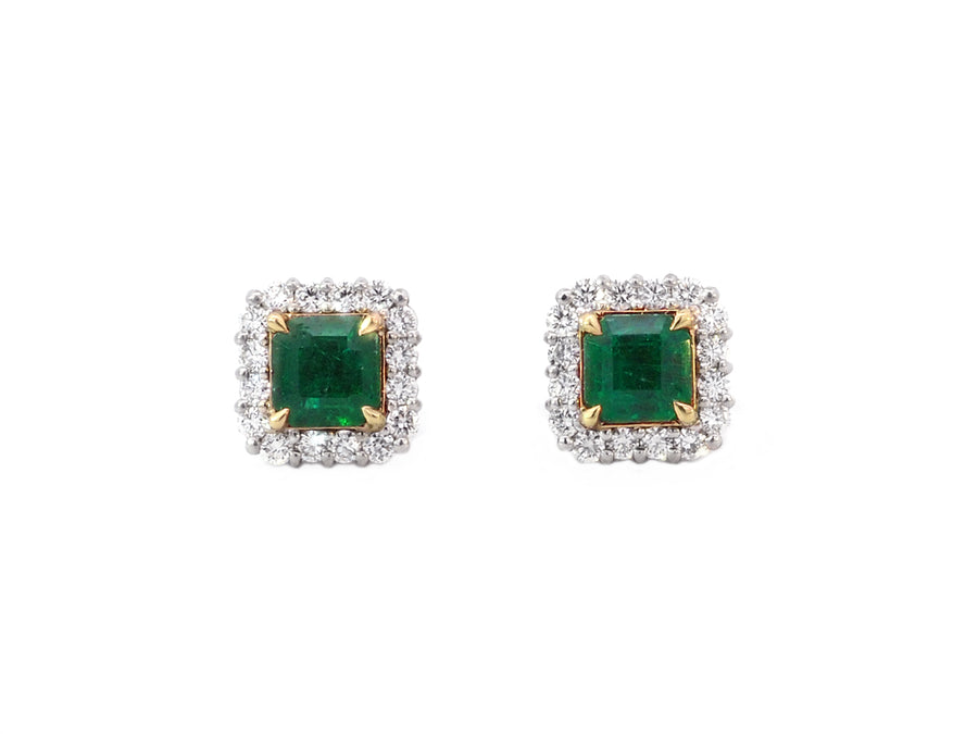 Emerald & Diamond White Gold Earrings