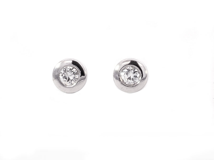 Diamond Bezel White Gold Earrings