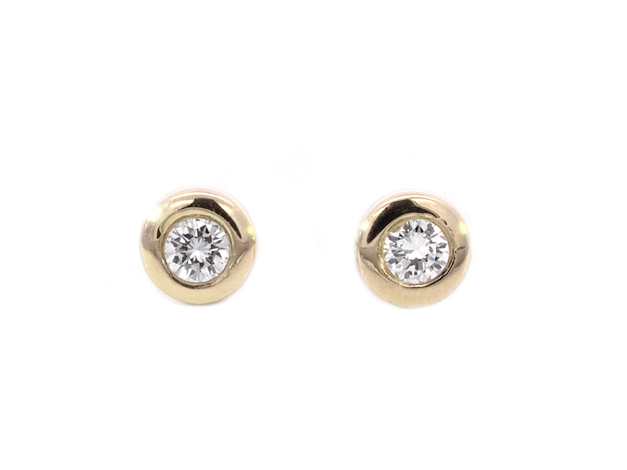 Diamond Bezel Yellow Gold Earrings