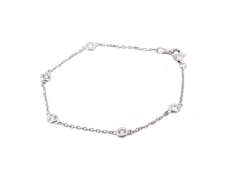 Medium White Gold Bezel Diamond Chain Bracelet