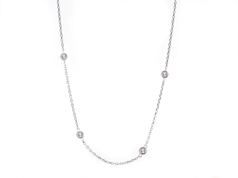 0.81cts Diamond Bezel White Gold Necklace