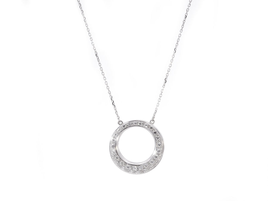 Diamond Pave Circle White Gold Pendant