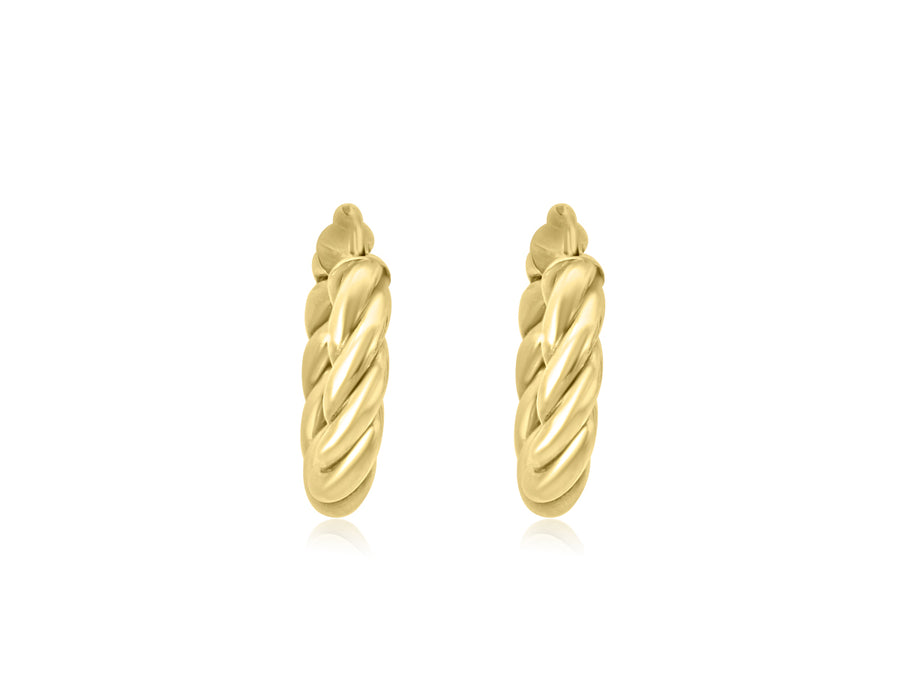 Gold Twist Oval Hoop Earrings