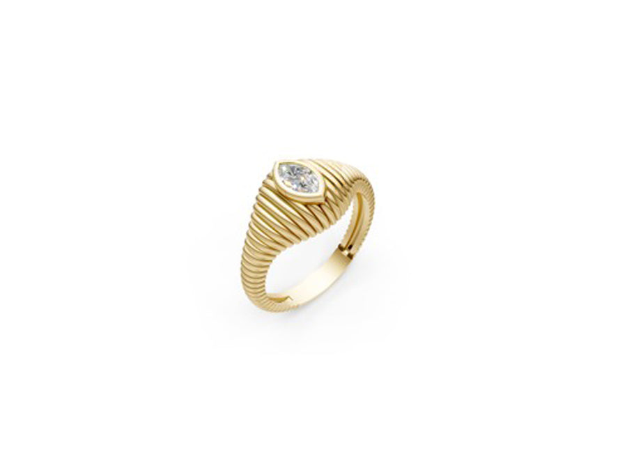 0.34ct Marquise Diamond Ridged Ring