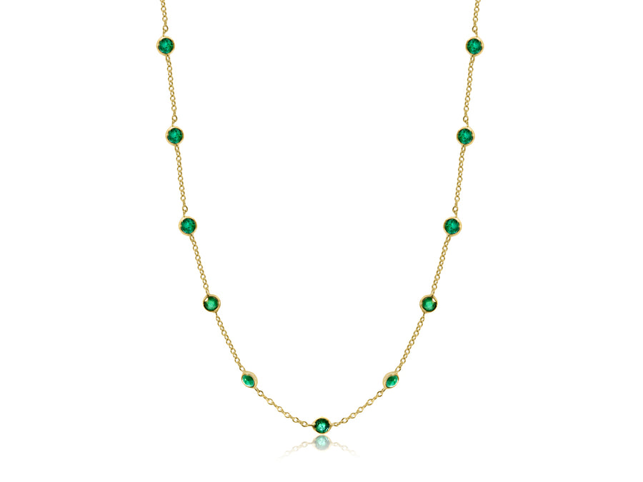 Emerald Bezel Station Necklace