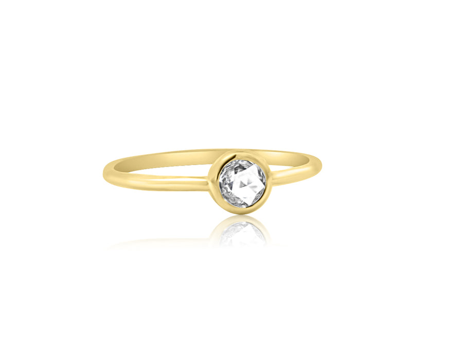 Rose Cut Diamond Bezel Yellow Gold Ring