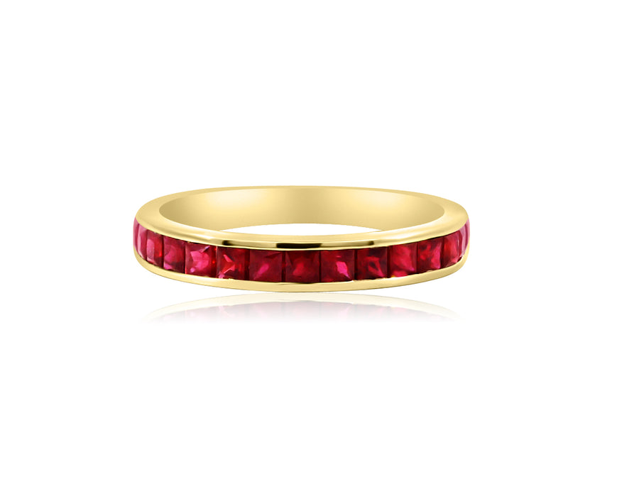 Princess Cut Ruby Yellow Gold Ring